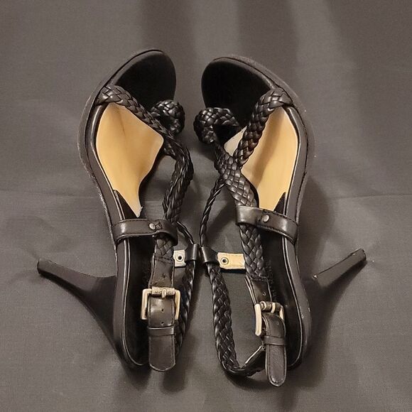 MICHAEL KORS BRAIDED LEATHER STILETTO PUMP HEEL SANDALS - Picture 4 of 13